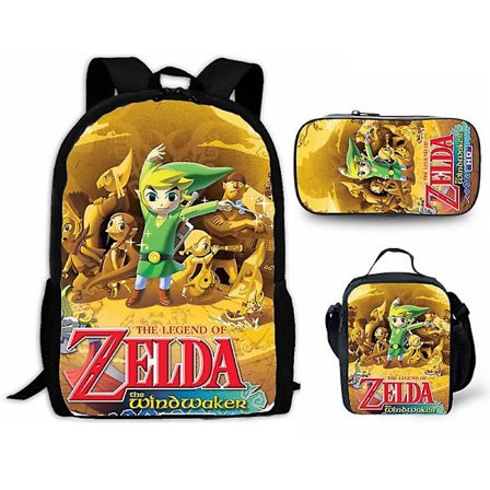 The Legend Of Zelda Papel 3pcs/set Ryggsäck 3d-tryck Skola Student Bokväska Anime Laptop Dagsäck Lunchväska Pennfodral