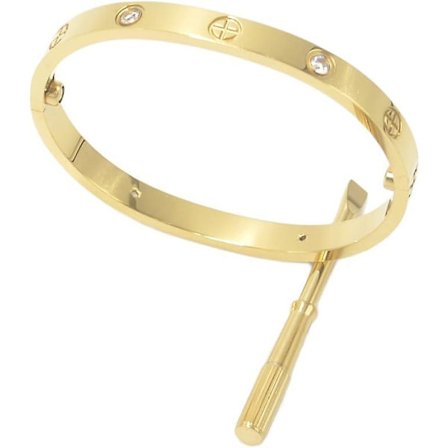 Forgylt rustfritt stål enkel stil kjærlighet armbånd for kvinner Mengold