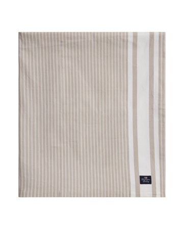 Lexington ICONS randig bordsduk i oxford, vit/beige