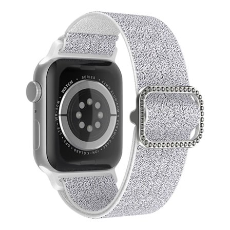 Apple Watch (41mm) nylonarmband med sömmar och strassspänne - Silver / Vit