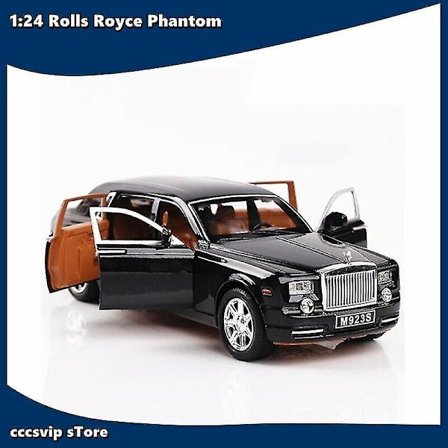 1:24 Rolls Royce Phantom Metallbil Lekebil Legering Die Casting Og Lekebil Barnebilmodell Leke (svart)