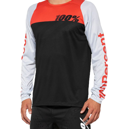 MTB Shirt 100% R-CORE Schwarz/Racer Rot S