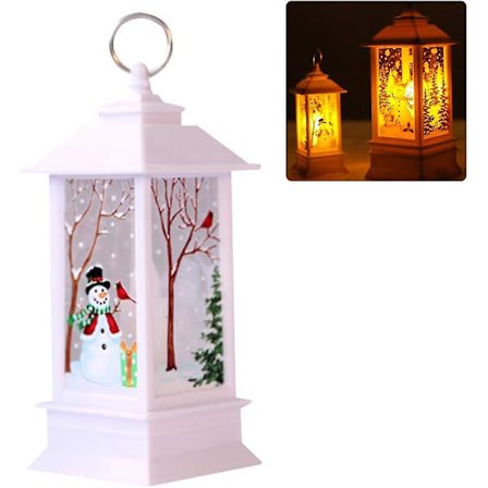 Vintage jule-LED-lykt batteridrevet julenisse snømann anheng lampe for Xmas hjemmefest borddekorasjon