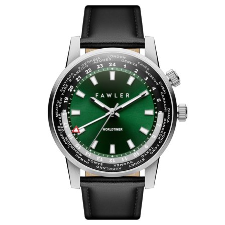 Gentium | Orologio GMT World-time in acciaio inossidabile verde per uomini - Orologi da polso