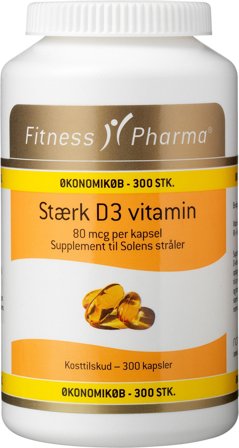 Fitness Pharma Stærk D3 vitamin 300 kaps., Helse & Madvarer, Vitaminer, D-vitamin