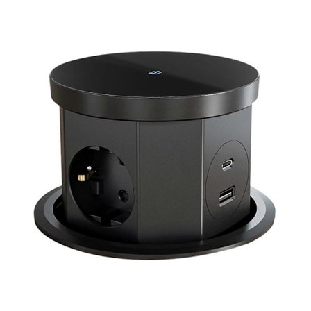 Lyftuttag Universellt Eluttag Sladdlöst Skrivbord USB-Laddning Bänkskivor Dolda Bordsytor Infällbart Uttag Vit