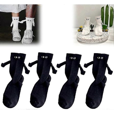 2 Par Morsomme Magnetiske Suge Sokker for Par, Nyhet Par Holder Hender Sokker - Hånd i Hånd Sokker Vennskaps Sokker For Par Venner Søstre