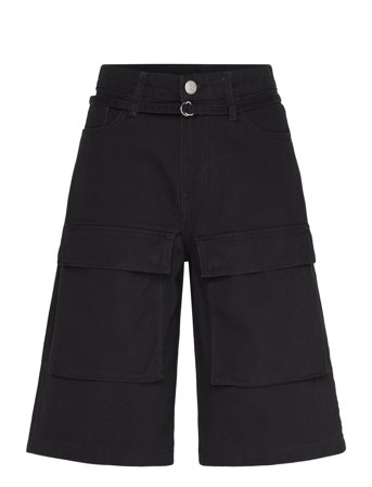 Monki Low Rise Cargo Cotton Twill Jorts - Black - 38