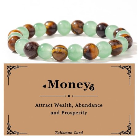 Tigerøje Sten Naturstensarmbånd med Kort - Velegnet som Valentinsdagsgave