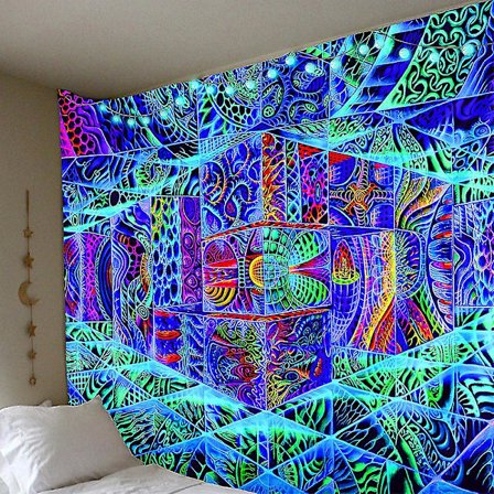 3D rummelig trippy gobelin psykedelisk vægophæng sengetæppe boligindretning