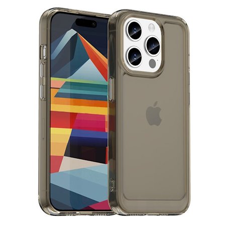 SKALO iPhone 15 Pro Transparent TPU Metal Buttons Cover - Grå