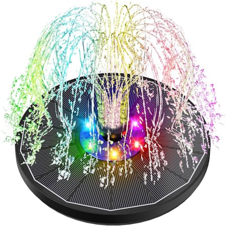 Farverig LED Solar Springvand, 3.5W Udendørs Flydende Solar Dam Pumpe, 2200mAh Batteri, 2025 Glas Solar Springvand med 7 Dyser & 4 Faste Stængler