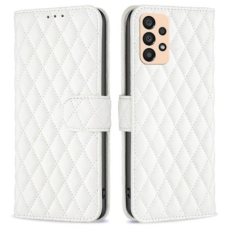 Rhombus mat Samsung Galaxy A33 5G flip etui - Hvid