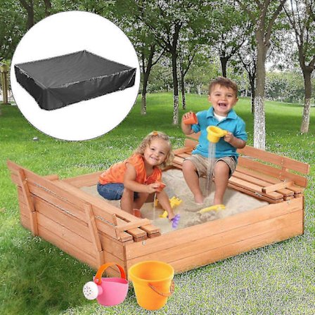 Pöly- ja sateenkestävä neliönmuotoinen hiekkalaatikko suojakatoksella hiekkalaatikolle ja leluille [DB]