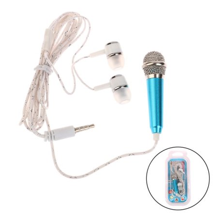 3,5 mm Karaoke-mikrofonhörlurar Mini stereo hörlurar In-Ear Headset Rosa med headset