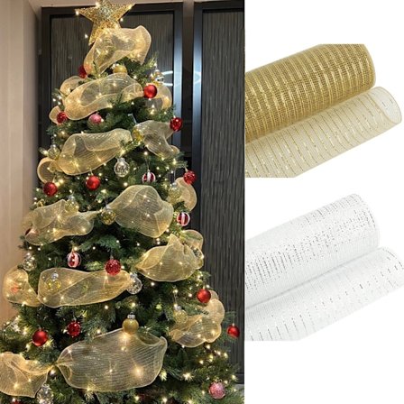 10 tum x 30 fot dekor mesh med metallfolie