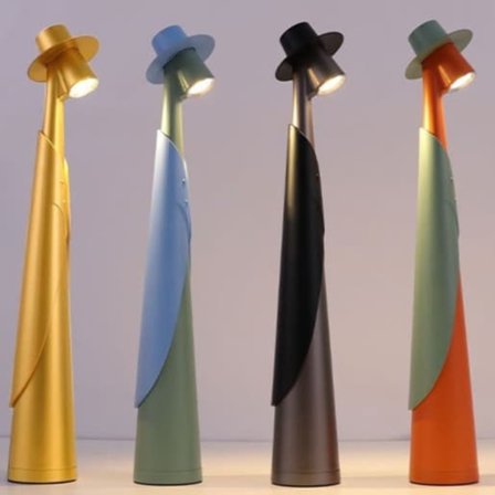 Langaton pöytävalaisin/työpöytävalaisin - LED-valo, ladattava, 3-tasoinen säädettävä kirkkaus, sopii sekä sisä- että ulkokäyttöön. Oranssi väri