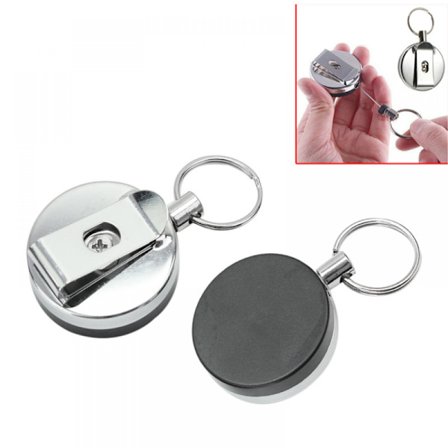 2 st Retractable ID Badge Holder Yo-Yo Key Card Holder - Rund (Silver