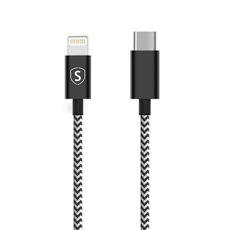 SiGN Skin USB-C till Lightning Kabel 2.1A, 1m - Svart/Vit