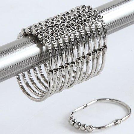 Bred duschdraperi ringar krokar set om 12 duschstång ringar