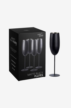 Oak & Steel - Champagneglas matt 4-pack - Svart - Vinglas - Från Homeroom