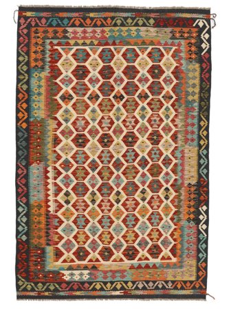 Hand Woven Kilim Afghan Old Style Rug 166X252 Wool Dark Red/Black