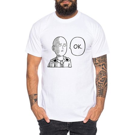 Saitama OK Herre T-shirt Saitama Punch one Anime Manga