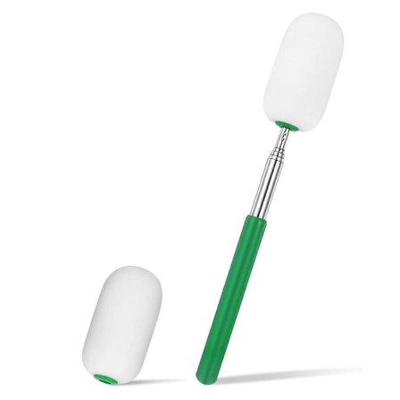 Teleskopisk svampstav för keramik med 1 avtagbart svamphuvud för att avlägsna överflödigt vatten från hög eller smal keramik