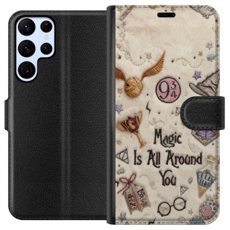 Kompatibel Tegnebogsetui til Samsung Samsung Galaxy S24 Ultra Broderet magisk illustration med symboler, citater og eventyrinspireret fantasi der skab