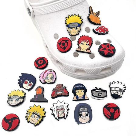 20 st Anime Naruto Cartoon Sko Charms Passar För Diy Clog Sandaler Dekoration Skor Tillbehör Festgåvor