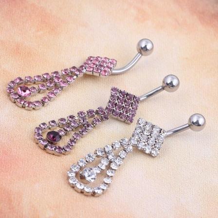 Navelsmycken ros pärla LILA