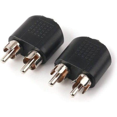 3,5 mm (1/8 tum) hona till dubbel RCA hane ljudhuvud stereo sammankopplingsljudadapter, 2-pack