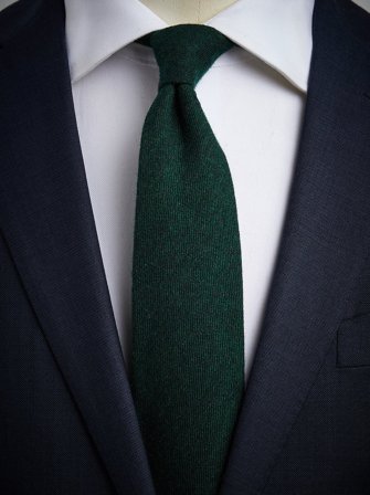 John Henric Men's Dunkelgrüne Kaschmirkrawatte Size 7,5