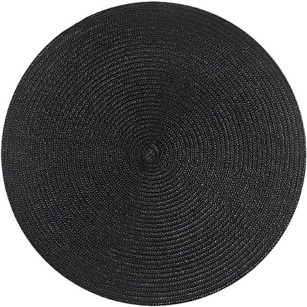 Sats med 4 st placemats PP bordsnät runt tvättbar värmebeständig halkfri 38cm svart