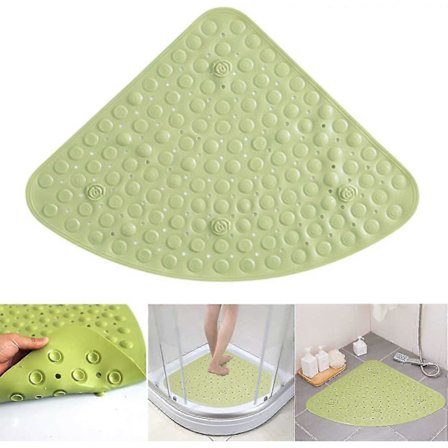 Brusemåtte med sugekop, skridsikker bademåtte - 54 cm vifteformet PVC skridsikker måtte, anti-skimmel brusemåtte