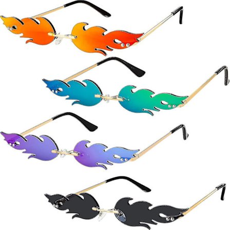 4 par Fire Flame Solglasögon Båglösa Fire Shaped Glasses_costbuy