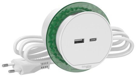 Schneider Electric XS USB-A/C Unica Bordsuttag inbyggd, 60 mm Vit, Strömbrytare & vägguttag