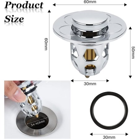 2-pak Universal Håndvaskprop (med Beskyttelseshætte og Gummiring)
