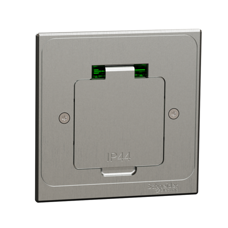 Schneider Electric Unica System+ Gulvuttak metall, jordet, Strømbrytere & vegguttak