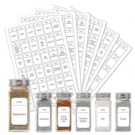 /EA/6 Krydd- och Örtburksetiketter, Namn, PE-Klistermärken, Vattentäta, Avtagbara, Moderna, Minimalistiska (186 Klistermärken +