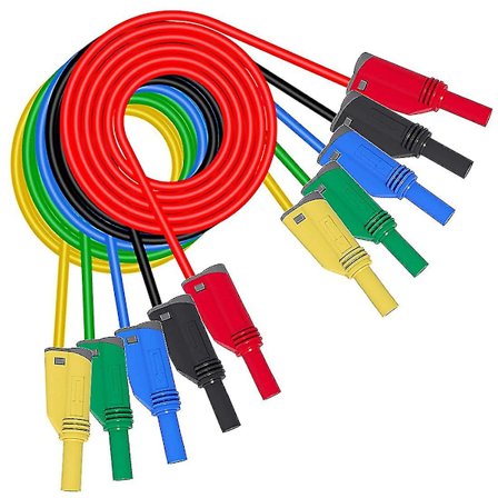 5 stk bananplugg silikon testledninger 4 mm fullstendig isolert sikkerhetshylster stabelbare bananplugger myke