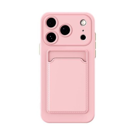 iPhone 17 Pro Cover med Kortholder, Kontrastfarvede Knapper, TPU Telefon Cover Lilla