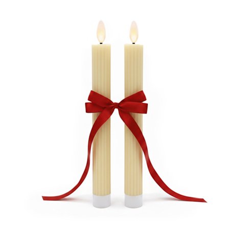 LED flammeløse keglelys, ægte voks, sæt med 2