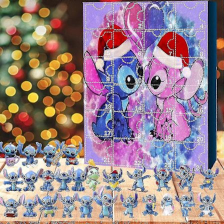Lilo & Stitch Adventskalender med 24 figurer - Tecknade leksaker Ornament Nedräkningskalender-sz3 C