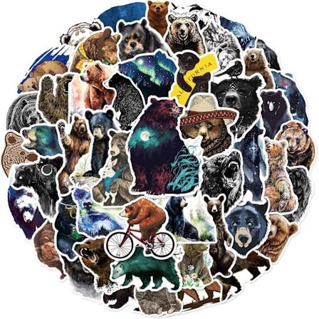 Kunstneriske Bjørne Klistremerker 50 stk Kule Estetiske Klistremerker for Vann