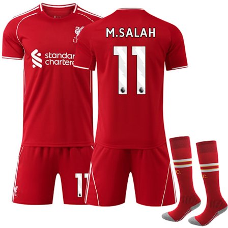 2025-2026 Liverpool Hjemme Fotballdrakt Sett Barn Nr. 11 Salah