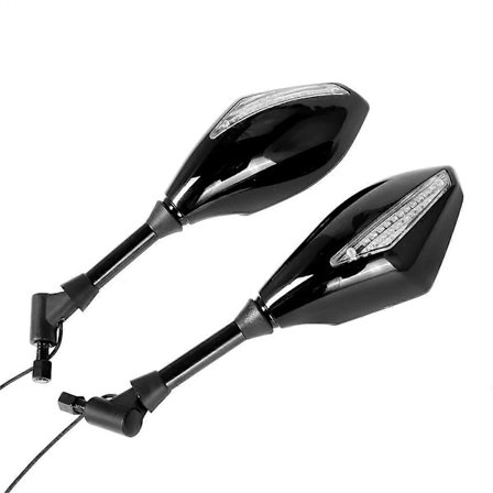 Motorcykelmodifierad 10mm universal backspegel med blinkers LED-backspegel med ljus sidospegel, B