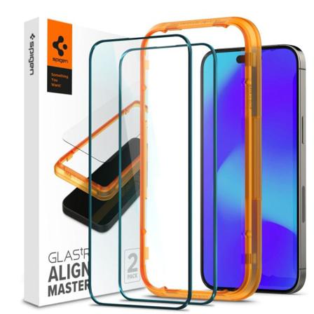 Spigen Iphone 14 Pro 2-pack Alm Heltäckande Skärmskydd Härdat Gl