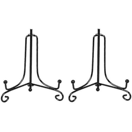 Sjælden perle 2 stykker metalstativ stativ jern serviceholder udsmykning skærmholder til skål tallerken kunst billede billedramme 6 tommer