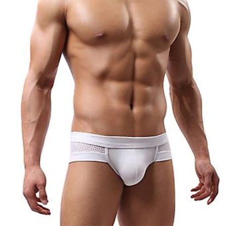 Fianao Mænds Sexy Mesh Modal Trekant Underbukser Åndbare Solide Briefs Underbukser (L Hvid)